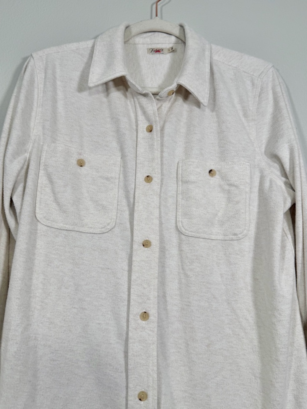 Faherty Legend Sweater Shirt Button Down Collar SOFT Off White Classic Women L - Picture 4 of 7